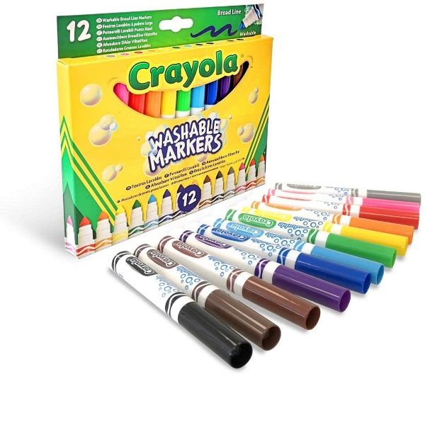 12 Pennarelli Lavabili con Punta Maxi in Fibre Super-Resistente di Crayola