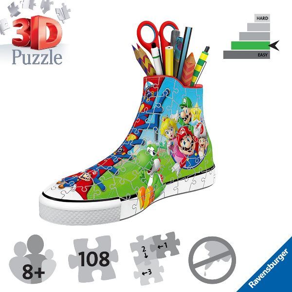 Puzzle 3D Sneaker di Super Mario, Portapenne di Ravensburger