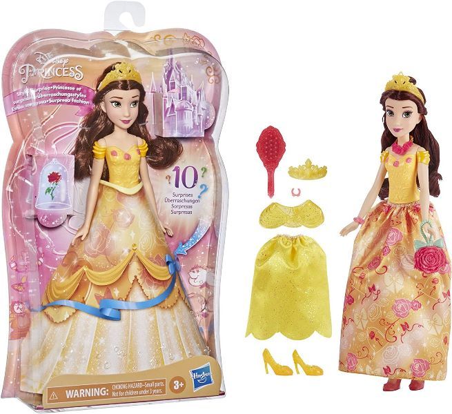 Disney Princess Style Surprise Belle, bambola con 10 accessori segreti  Assortita 2 Modellidi Hasbro